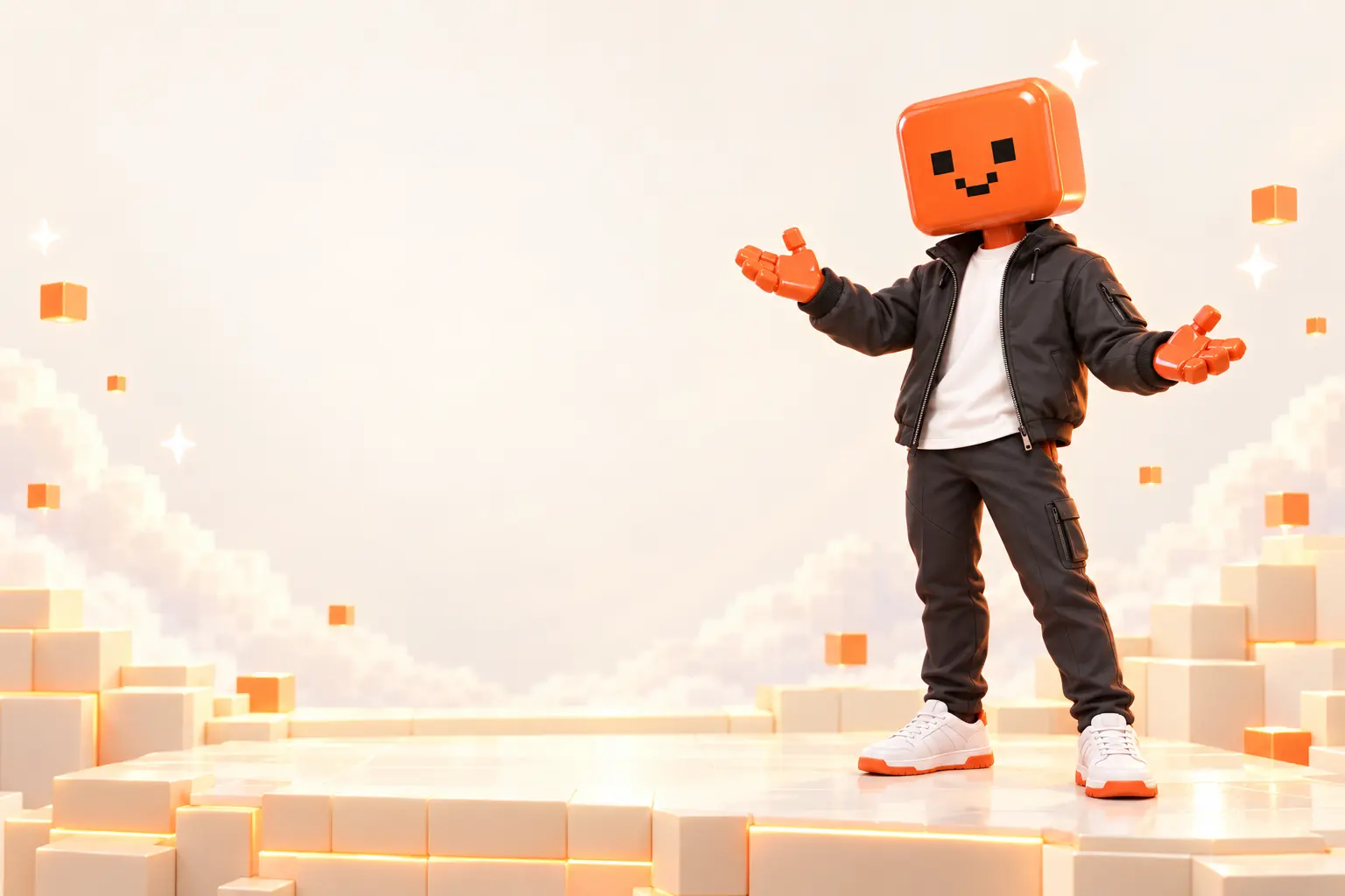 The Kaptia mascot presenting the plan on a bright stage